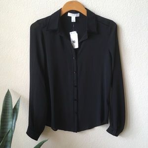 Forever 21 Button Down with Velvet Trim